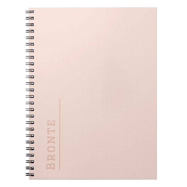 Custom monogram, trendy pink Peachy Coral Notebook (Front)
