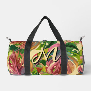 Custom Monogram Tropical Leaves Colourful Duffle Bag