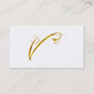 Custom Monogram V Faux Gold Foil Monograms Initial Business Card