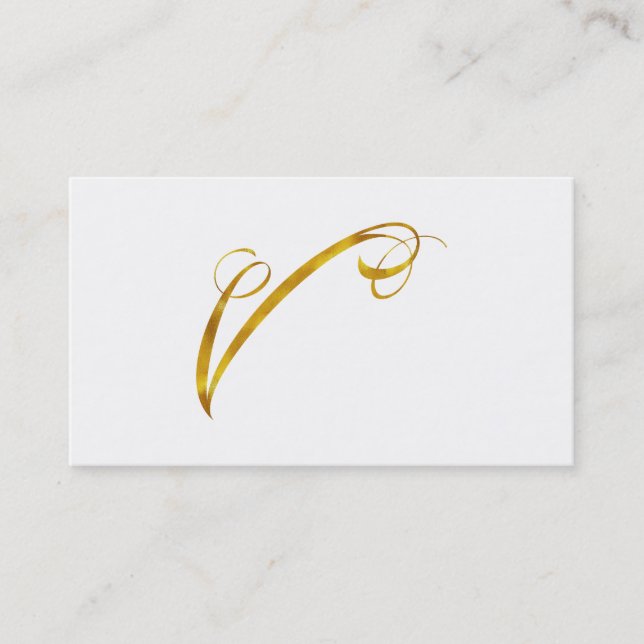 Custom Monogram V Faux Gold Foil Monograms Initial Business Card (Front)