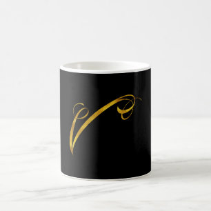Custom Monogram V Faux Gold Foil Monograms Initial Coffee Mug
