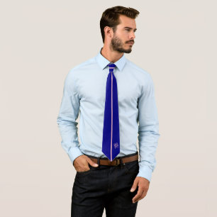 Custom Monogram   Vertical Pink Stripe on Navy Tie