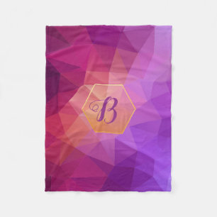Custom monogram violet and purple graphic pattern fleece blanket