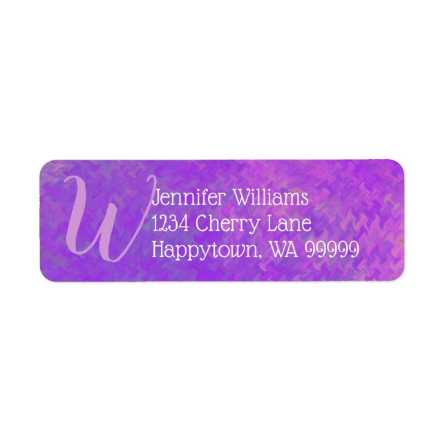 Custom Monogram Violet  Marbled Art Return Address (Front)