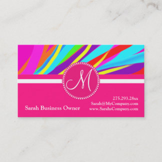 Custom Monogram Vivid Colour Paint Brush Strokes Business Card