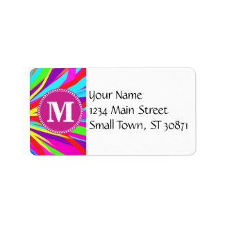 Custom Monogram Vivid Colour Paint Brush Strokes Label