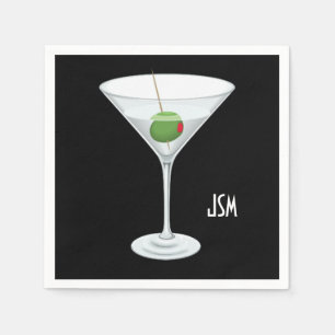 Custom Monogram Vodka Gin Martini Cocktail Drink Napkin
