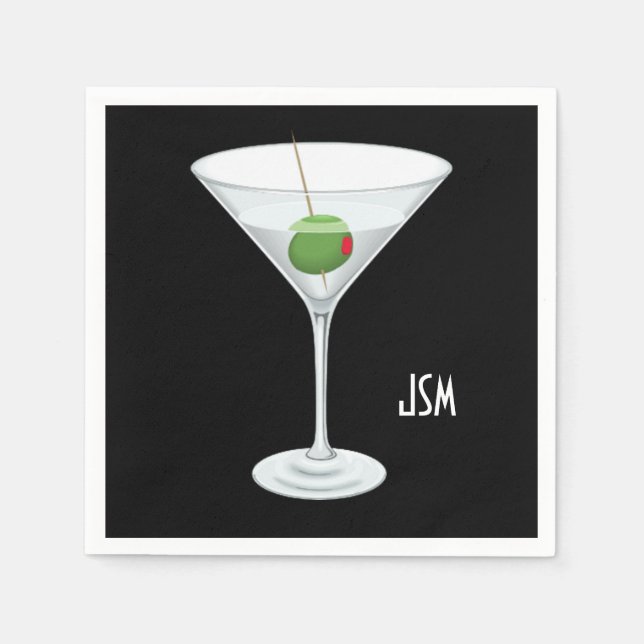 Custom Monogram Vodka Gin Martini Cocktail Drink Napkin (Front)