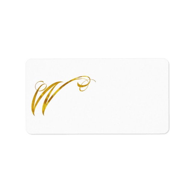 Custom Monogram W Faux Gold Foil Monograms Initial Label (Front)