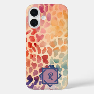 Custom Monogram Watercolor Colourful Artistic iPhone 16 Case