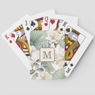 Custom Monogram Watercolor Floral Playing Cards
