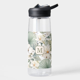 Custom Monogram Watercolor Floral Water Bottle