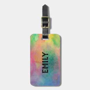 Custom Monogram Watercolors Background Luggage Tag