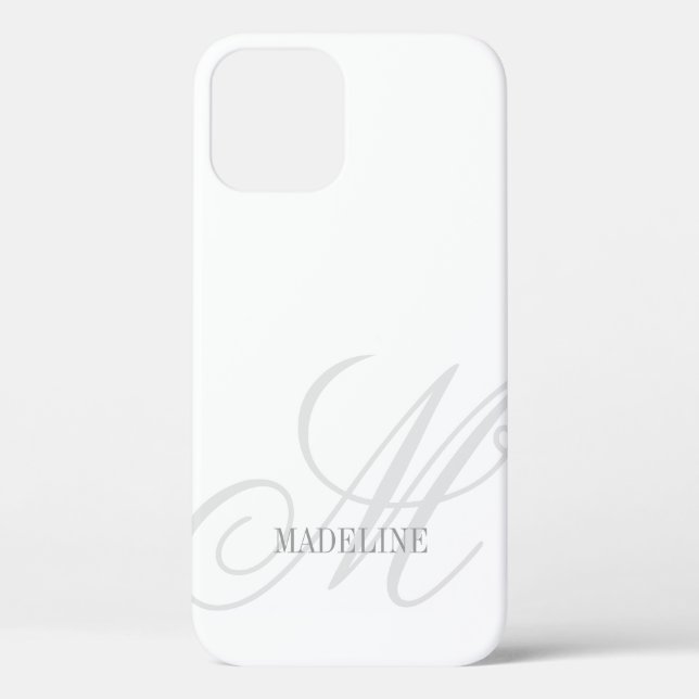 Custom monogram watermark elegant iPhone 12 case (Back)