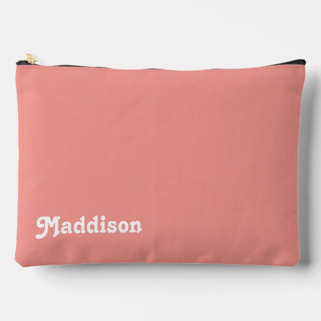 Custom monogram, watermelon pink retro typography  accessory pouch (Front)