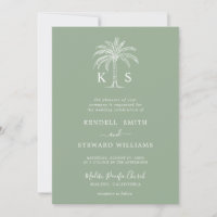 Custom Monogram Wedding Logo Palm Tree Invitation