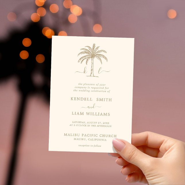 Custom Monogram Wedding Logo Palm Tree Invitation (Creator Uploaded)