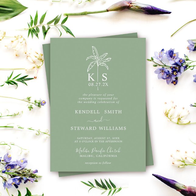 Custom Monogram Wedding Logo Palm Tree Invitation (Creator Uploaded)