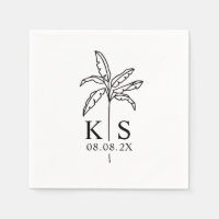 Custom Monogram Wedding Logo Palm Tree Napkins
