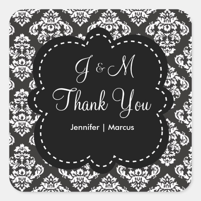 Custom Monogram Wedding Square Sticker (Front)