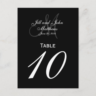 Custom Monogram Wedding Table Number Cards