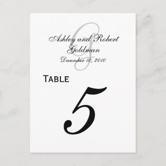 Custom Monogram Wedding Table Number Cards