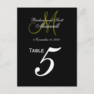 Custom Monogram Wedding Table Number Cards
