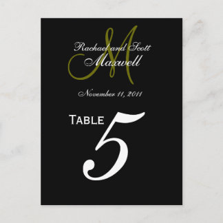 Custom Monogram Wedding Table Number Cards