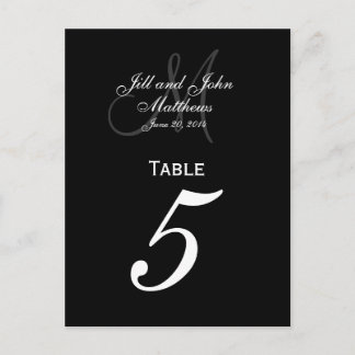 Custom Monogram Wedding Table Number Cards