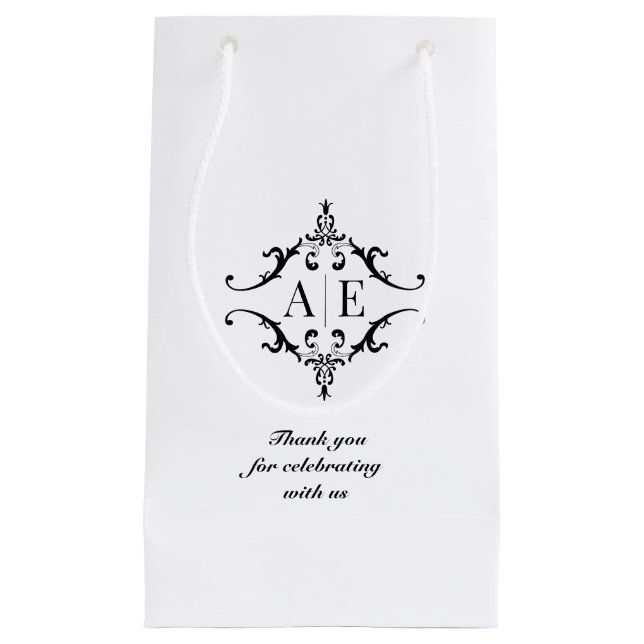 Custom Monogram Wedding Thank You Gift Bags (Front)