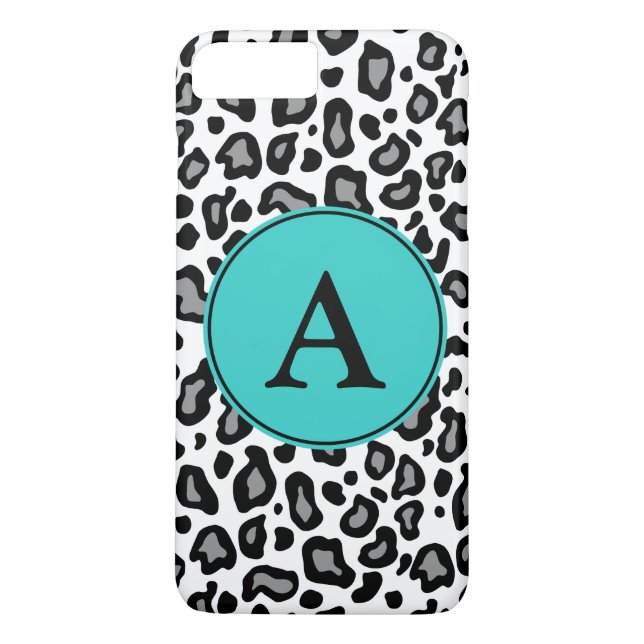 Custom Monogram White Leopard iPhone Plus Case (Back)