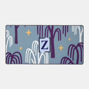Custom Monogram Willow Tree Blue Desk Mat