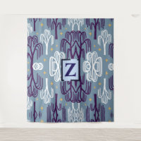 Custom Monogram Willow Tree Blue Wall Tapestry