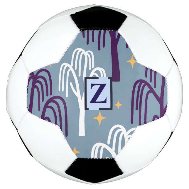Custom Monogram Willow Tree Pattern Blue  Football (Front)