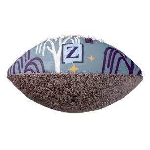Custom Monogram Willow Tree Pattern Blue Football American Football