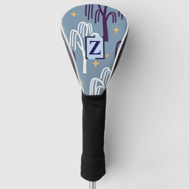Custom Monogram Willow Tree Pattern Blue  Golf Head Cover (Front)