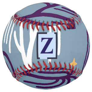 Custom Monogram Willow Tree Pattern Blue Softball