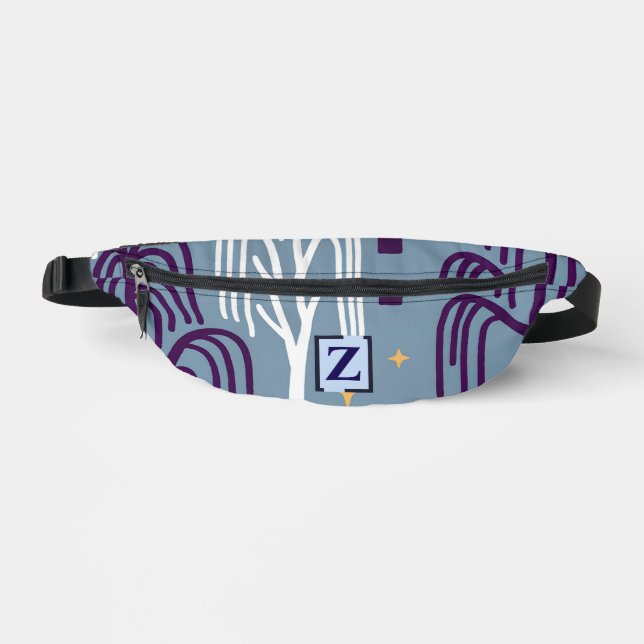 Custom Monogram Willow Tree Pattern  Bum Bags (Front)