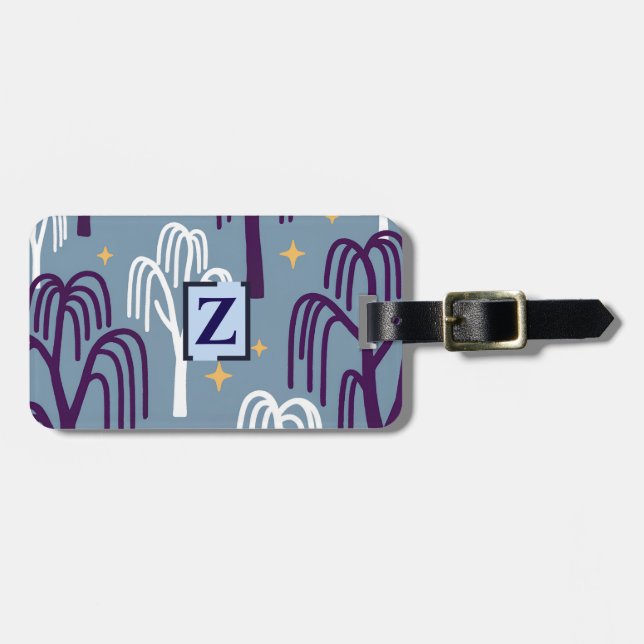 Custom Monogram Willow Tree Pattern   Luggage Tag (Front Horizontal)
