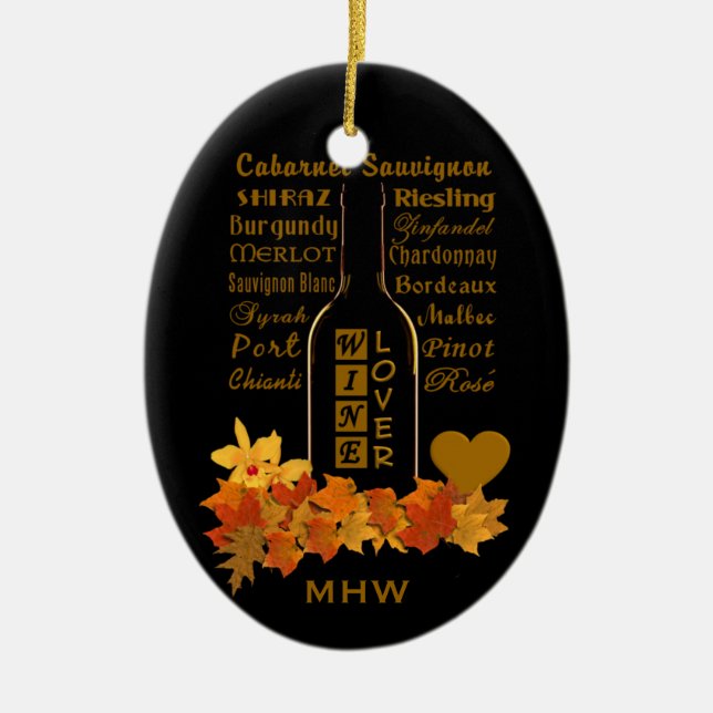 Custom Monogram Wine Lover ornament (Front)