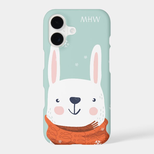 Custom monogram Winter Bunny phone cases (Back)