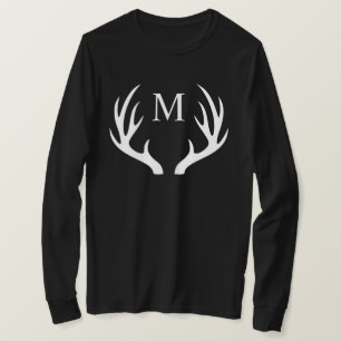Custom Monogram with Black White Deer Antler T-Shirt