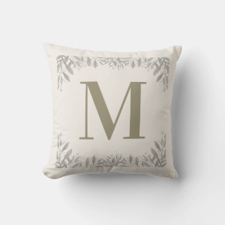 Custom Monogram with Elegant Botanical Border Cushion