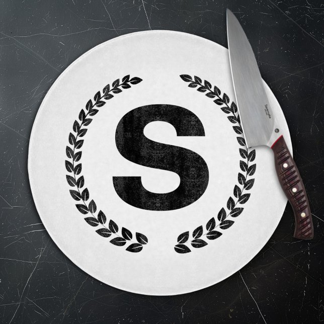 Custom Monogram with Laurel Leaves Cutting Board (Creator Uploaded)