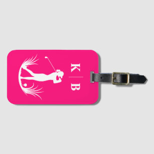 Custom Monogram Women's Personalised Pink Golf Luggage Tag