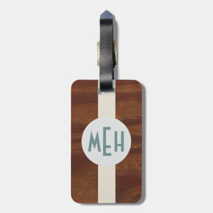 Custom Monogram Wood Pattern Premium Luggage Tag
