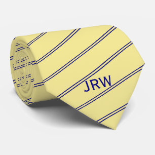 Custom Monogram Yellow and Blue Striped Tie