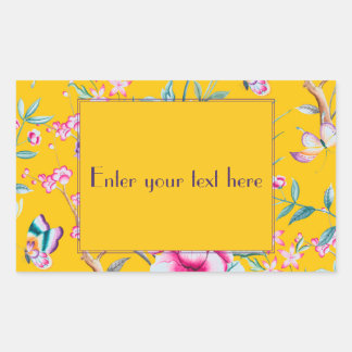 Custom Monogram Yellow Floral Design Rectangular Sticker