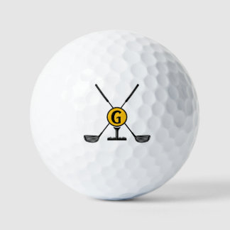 Custom Monogram yellow modern Golf Balls