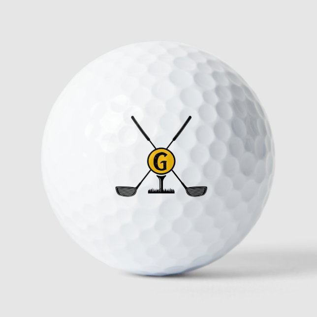 Custom Monogram yellow modern Golf Balls (Front)